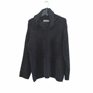 Norton McNaughton Black Turtleneck Sweater With Glitter Metallic Thread Size XL